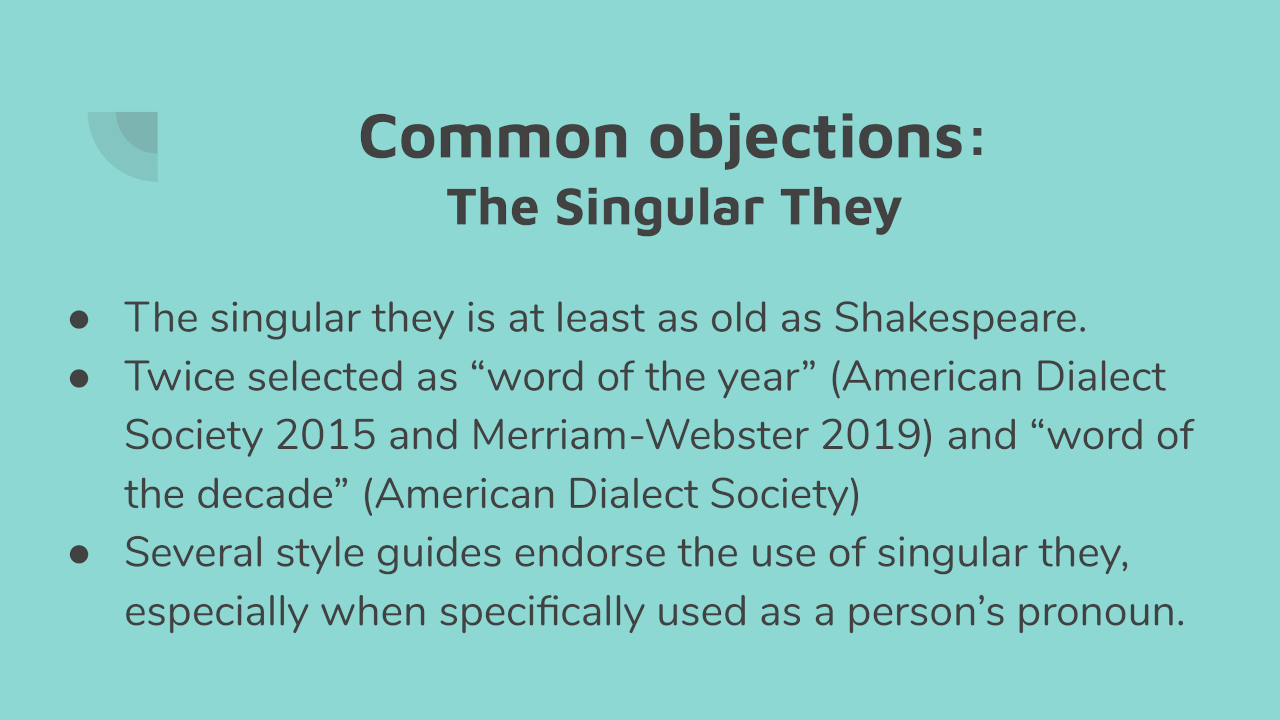 Common Objections: The Singular They